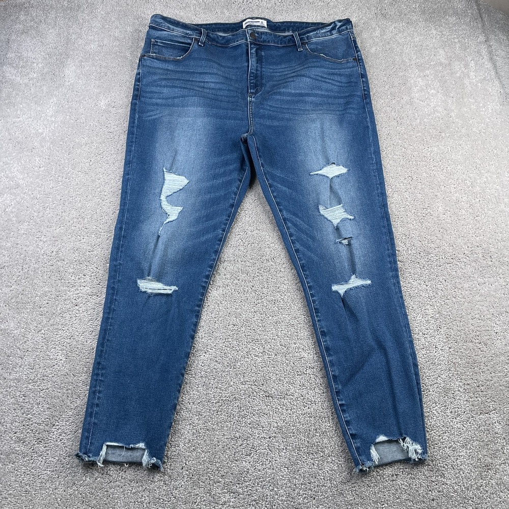 Abercrombie‎ Jeans Womens 22 Long Blue Super Skinny Ankle Distressed Denim